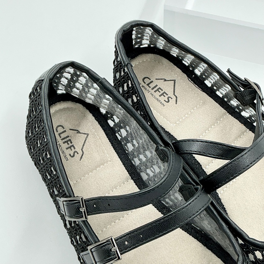 Cliffs White Mountain Size 8 Black Mesh Mary Jane Double Strap Flats NEW - Picture 12 of 13